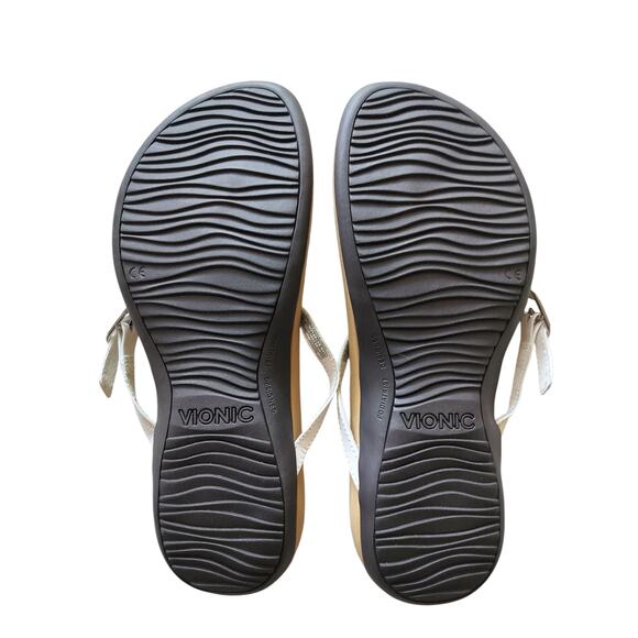 Vionic Women's White Karina Flip Flop Thong Sandals Ring Ankle Buckle Size 11 - Picture 8 of 9